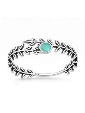 NWT- Genuine Turquoise Sterling Silver (925) Wreath Ring, Multiple Sizes